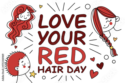 NATIONAL LOVE YOUR RED HAIR DAY vector illustration
