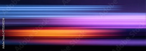 An abstract composition featuring horizontal bands of color, gradients, and blurred textures creating a dynamic visual