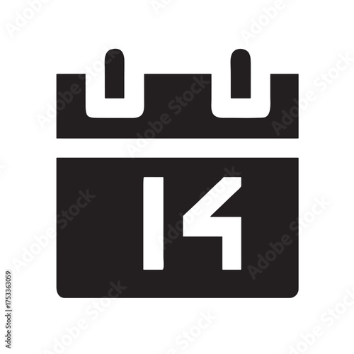 Solid calendar date icon, geometric bold shapes, Unicons Solid.