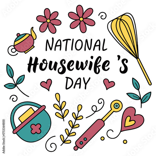 NATIONAL HOUSEWIFE’S DAY vector illustration