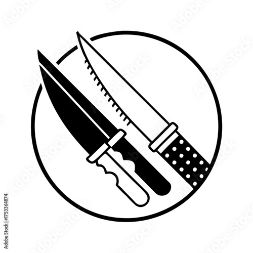 Vector art of set of kitchen knife sharp tool for cutting and food preparation