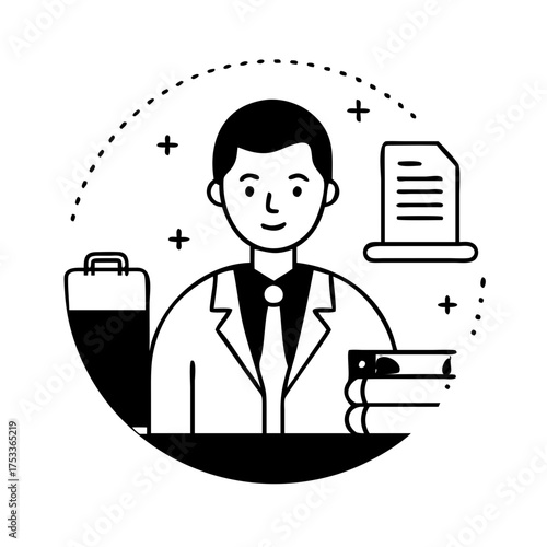 Vector art of lawyer with briefcase and documents legal professional and advisor concept