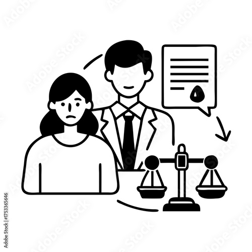 Vector art of law and justice concept with scales and lawyer
