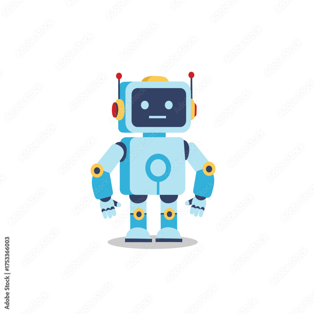 Fototapeta premium Friendly Futuristic Robot Character Vector Illustration for Technology and AI Design Projects
