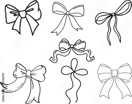 Collection Vector of doodle riboons