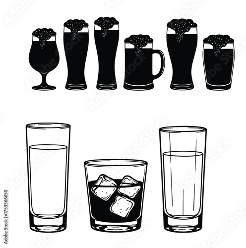 Beer drinks alcohol beverage glass pub bar party foam ale stout lager cocktail whiskey ice cold refreshment on white background