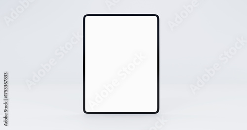 Cuadro en lienzo Portrait tablet mockup front view on gray background