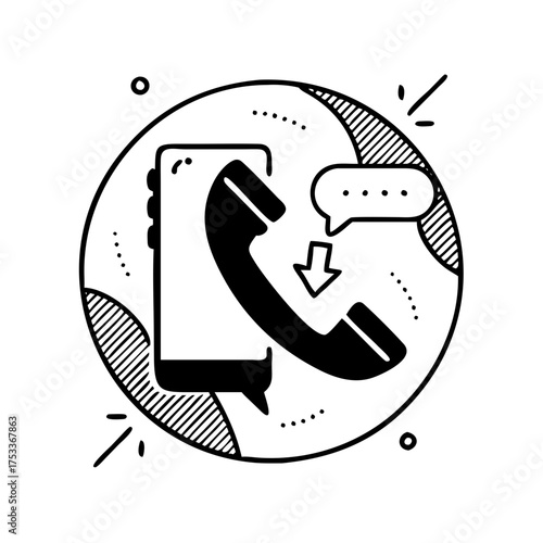 Vector art of missed call notification on smartphone, showcasing communication and connectivity