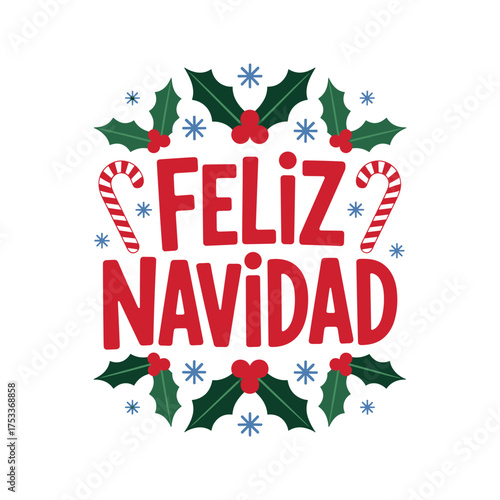 Feliz navidad typography design festive christmas holiday greeting text art decoration