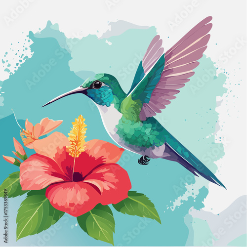 Kolibri, der an einer Blüte schwebt