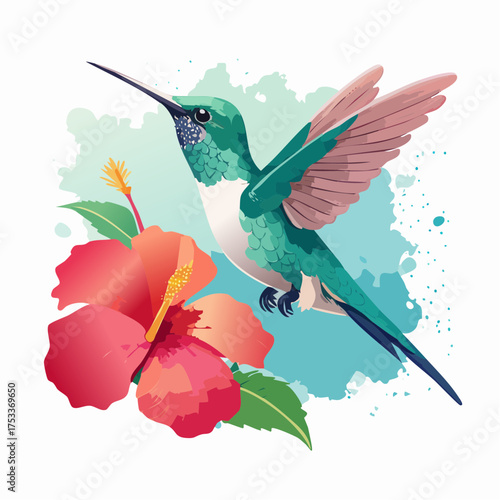 Kolibri, der an einer Blüte schwebt