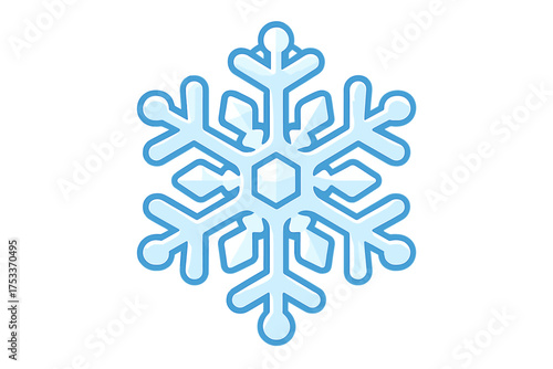 Stylized blue and white geometric snowflake crystal symbol for winter and seasonal decoration