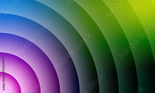 A lively abstract background showing a quarter-circle gradient radiating from the bottom-left corner, transitioning through bright pink, purple, blue, and a vivid lime green all with a grainy textured