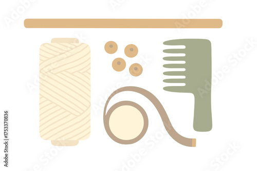 Macrame crafting supplies set with cord spool wooden dowel comb and beads