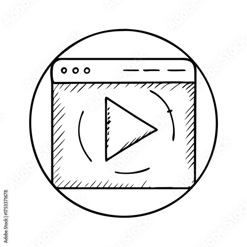 Free Download Vector art of hand drawn video player icon, symbolizing online content and digital entertainment - GFXLoad