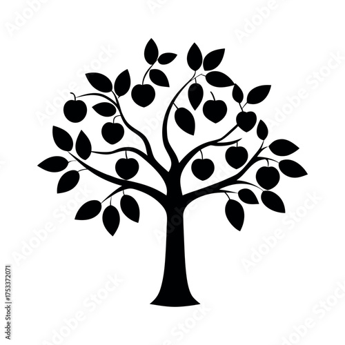 minimal silhouette vector of plum tree