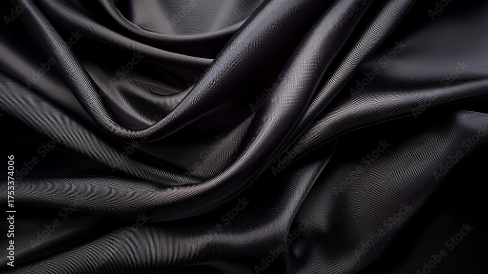 Fototapeta premium Luxurious Black Silk Fabric Texture Background for Fashion and Design