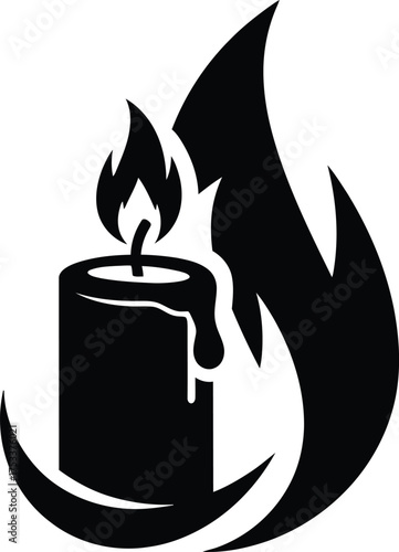 Candle flame graphic illustration vector icon representing light and hope