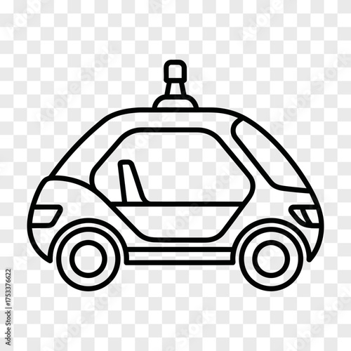 Simple line art icon of a futuristic autonomous vehicle with sensors on its roof isolated on a transparent background ready for design autonomous car selfdriving car