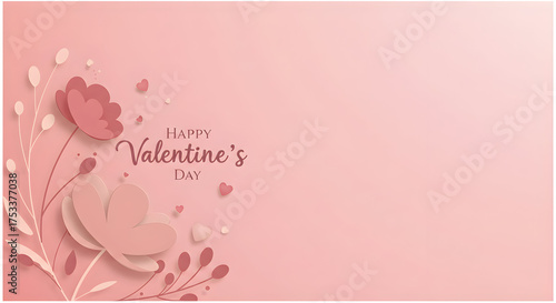 Valentines day floral illustration with copy space
