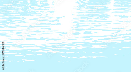 Serene light blue water with shimmering white reflections creates a calming effect, evoking tranquility and peace with its gentle horizontal waves and bright, airy atmosphere