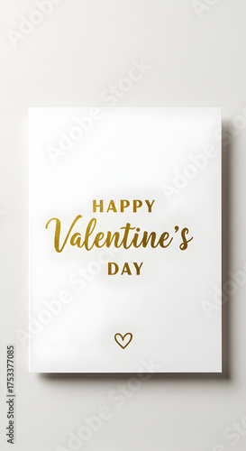 Valentines day greeting card with gold lettering and heart