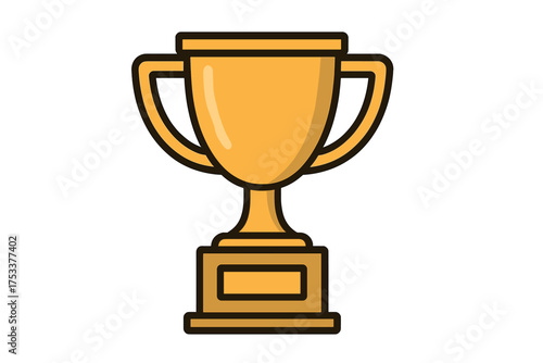 Golden championship trophy icon featuring handles and a sturdy base