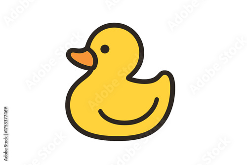 Simple yellow rubber duck toy icon with thick outline