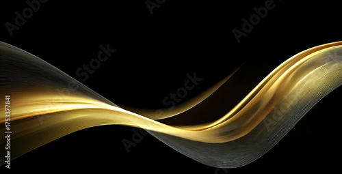 a soft, flowing golden wave on a black background vector presentation design