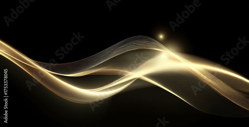 a soft, flowing golden wave on a black background vector presentation design
