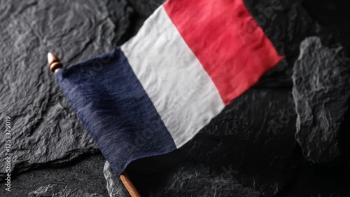 French flag on dark surface symbol of identity and patriotism
