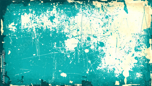 Grunge turquoise textured background with peeling paint, scratches, stains, and rough distressed surface. Vintage worn-out abstract wall pattern perfect for retro, urban, or artistic design themes.