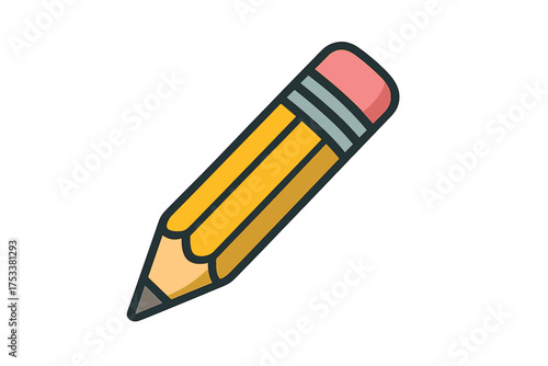 Yellow wooden pencil with pink eraser icon graphic