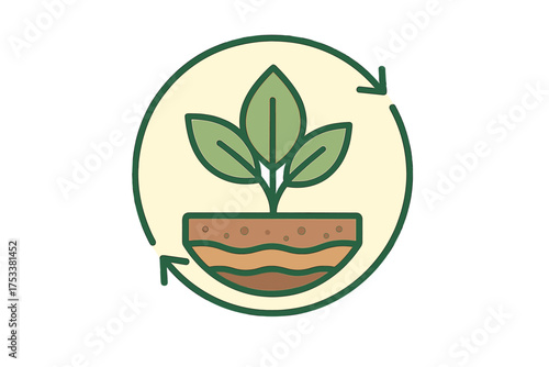 Seedling growth cycle in layered soil cross-section graphic