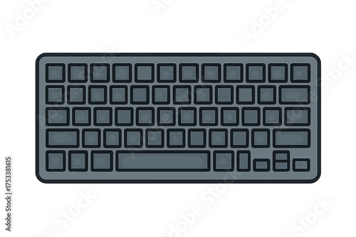 Top view of a generic compact computer keyboard with unlabeled rectangular keys