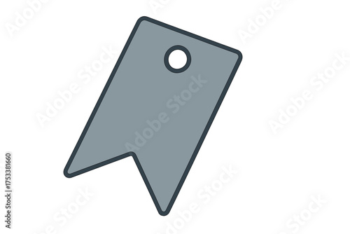 Simple gray bookmark tag shape with rounded corners and a hole for hanging