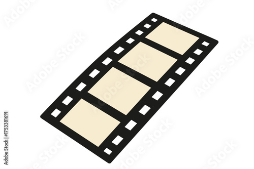 Retro movie film strip segment with four blank frames for media and entertainment concepts
