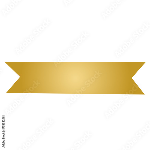 Elegant golden ribbon banner with a smooth gradient texture and pointed ends, isolated on a white background. Perfect for use in awards, certificates, invitations, web design, or celebratory graphics