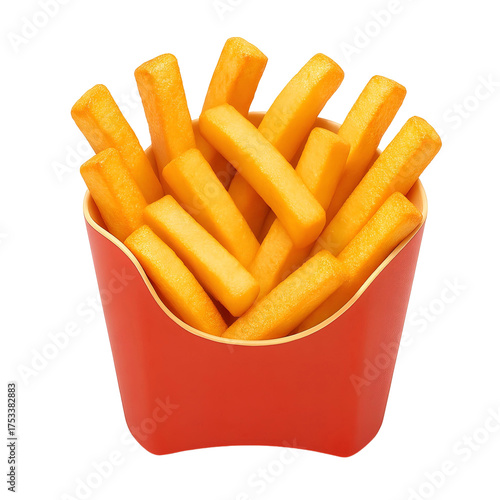 3D french fries in red box fast food style