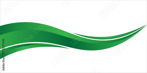 green wave curve, green wave corner shape for element, stripes ribbon green graphic, striped green. vector illustration