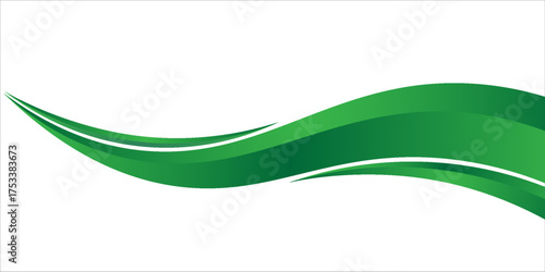 green wave curve, green wave corner shape for element, stripes ribbon green graphic, striped green. vector illustration