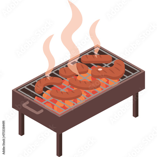Braai Grill Vector Icon with Transparent Background