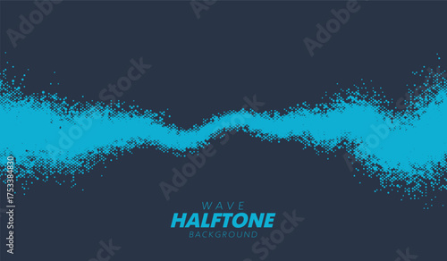 Abstract vector torn halftone fluid wave. Scratched dotted pop art wavy dynamic texture.