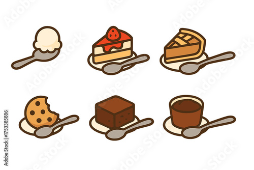 Assortment of popular sweet desserts like cake pie cookie brownie and chocolate pudding