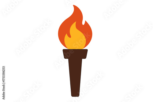 Stylized graphic of a burning torch with bright stylized flame