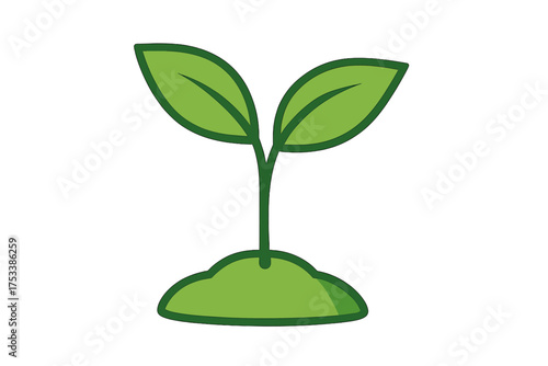 Simple green sprout growing from soil graphic element