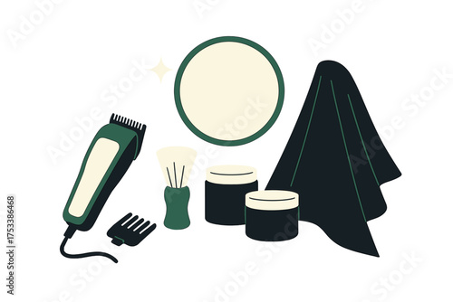 Electric trimmer and shaving brush set for professional male grooming