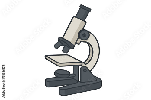Simple laboratory compound microscope icon with thick outline