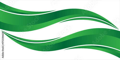 green wave curve, green wave corner shape for element, stripes ribbon green graphic, striped green. vector