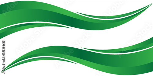 green wave curve, green wave corner shape for element, stripes ribbon green graphic, striped green. vector